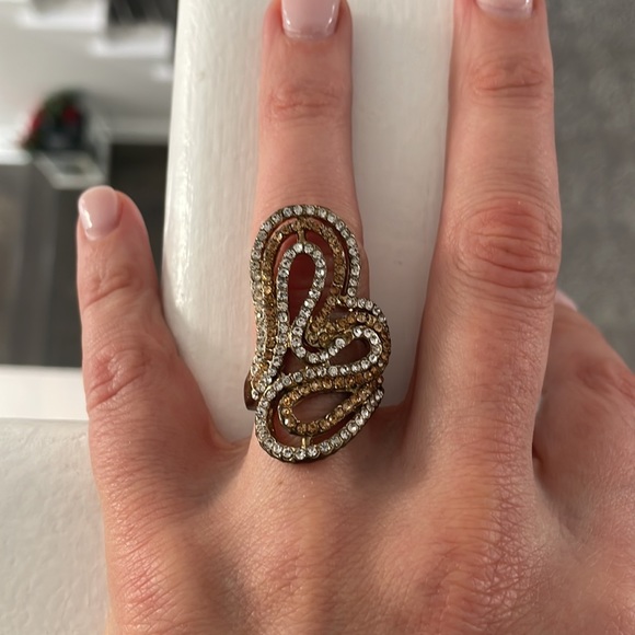 Cache silver and rhinestone crystal ring size 6 - Picture 3 of 7